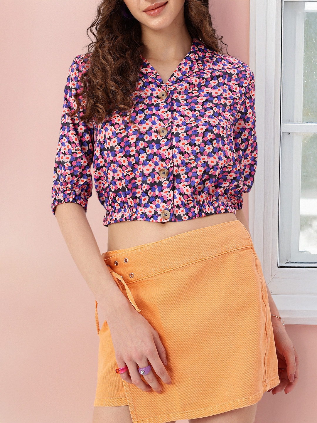 Buy DressBerry Cute Feminine Floral Fantasy Printed Shirt Style Crop Top Tops for Women 29959838 Myntra