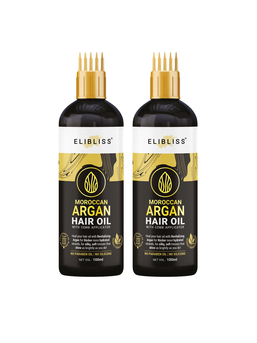 ELIBLISS Set Of 2 Moroccan Argan Hair Oil With Coconut & Castor Oil - 100ml Each
