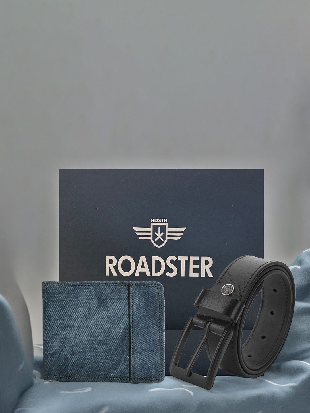 Roadster Men Wallet & Belt Accessory Gift Set