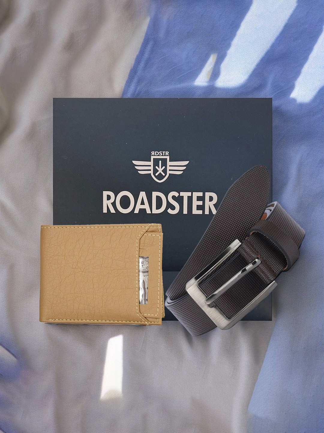 Roadster Men Wallet & Belt Accessory Gift Set
