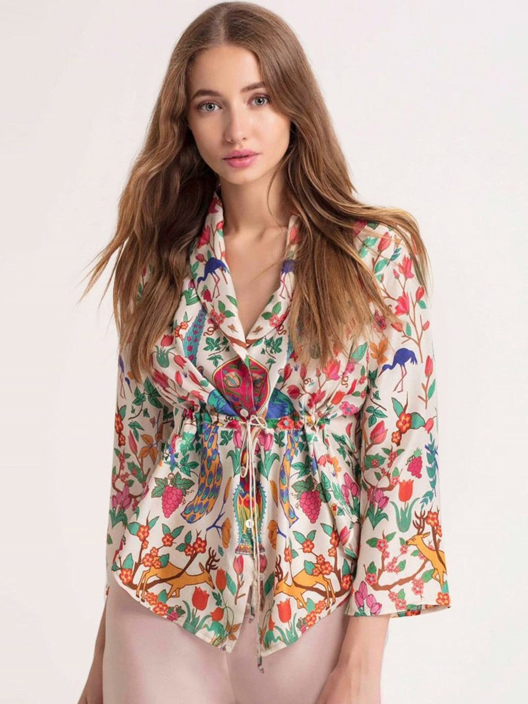 SHAYE Plus Size Cream-Coloured Empire Top