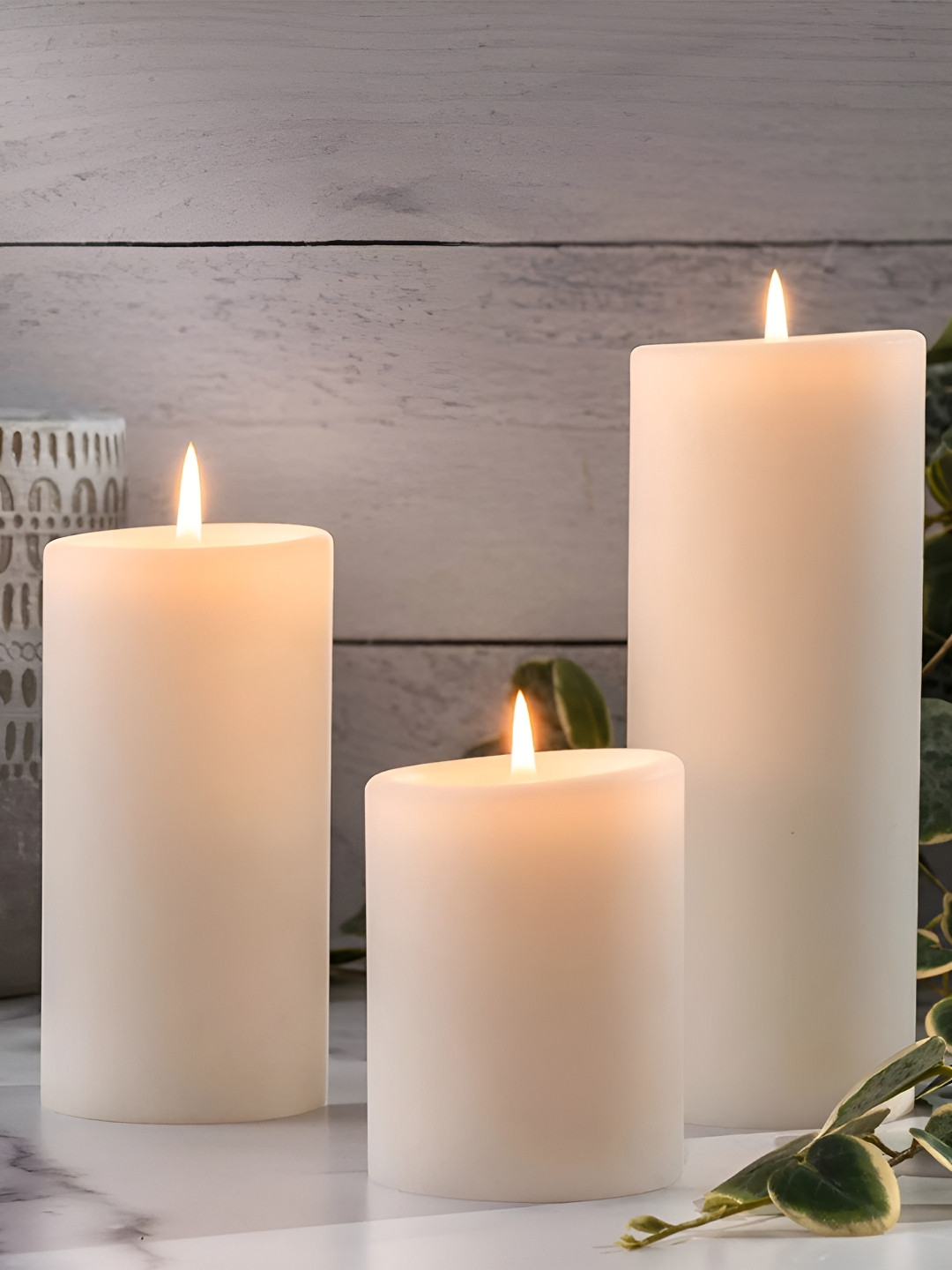 Aromatic Fables Trio of 3Pcs Scented 1 Wick Jasmine Solid Geometric Regular Pillar Candles