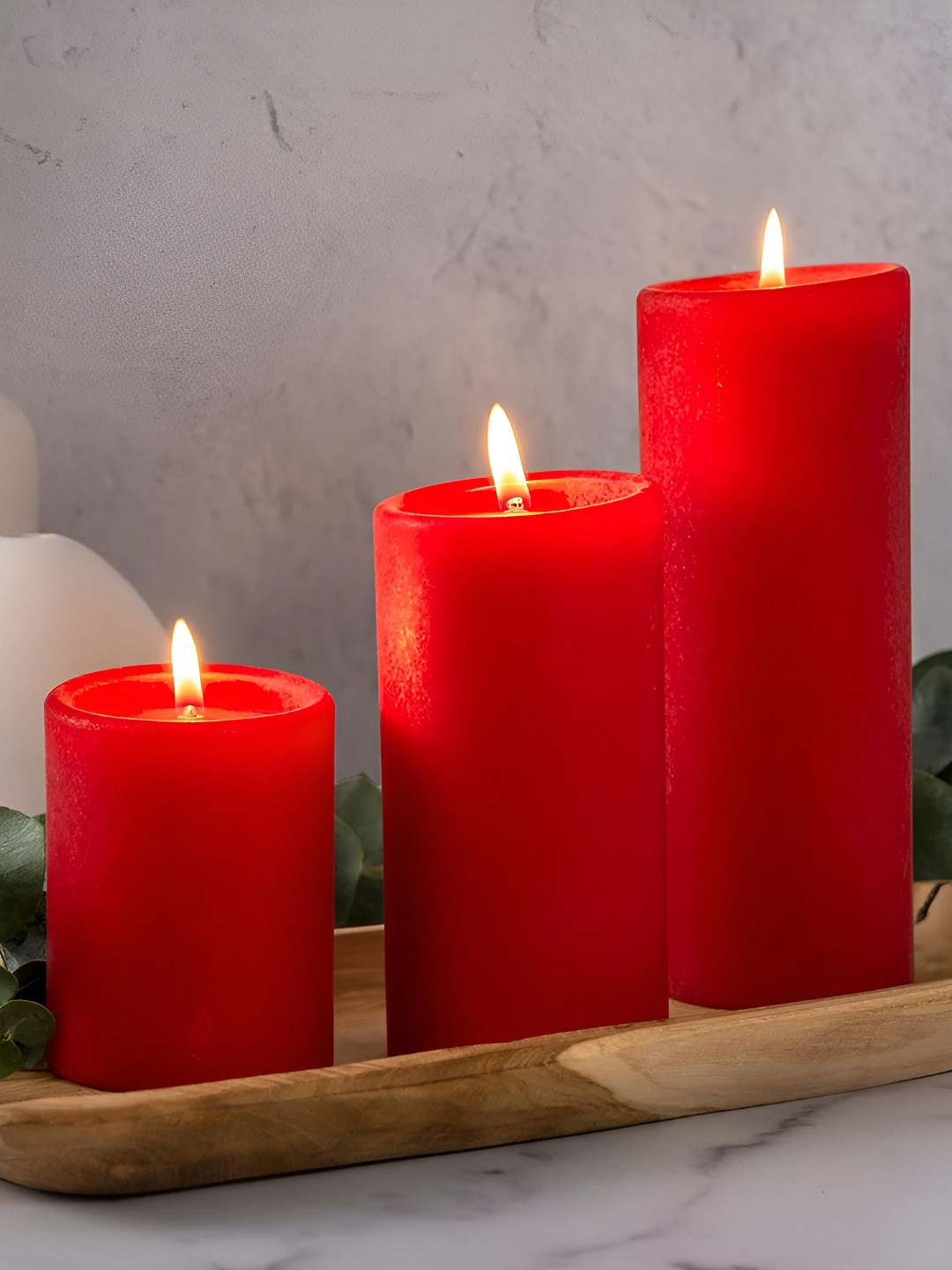 Aromatic Fables Infused with Luxurious Trio of 3Pcs Velvet Rose Solid Pillar Candles