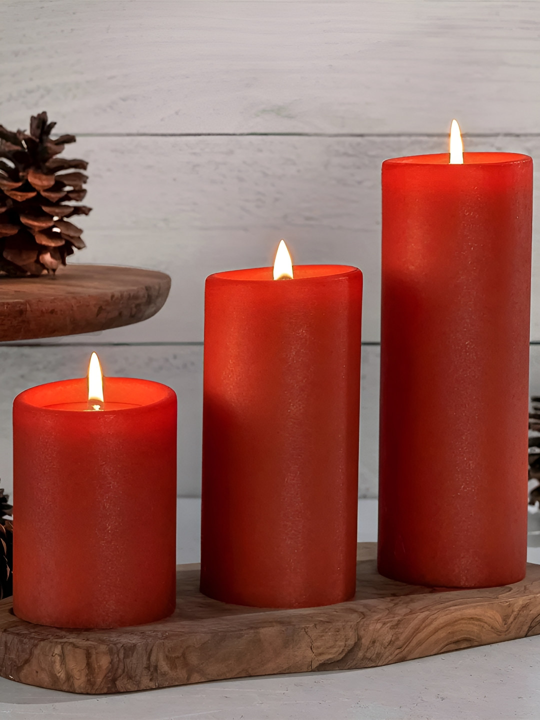 Aromatic Fables 3Pcs Scented 1 Wick Vibrant Orange Solid Geometric Regular Pillar Candles