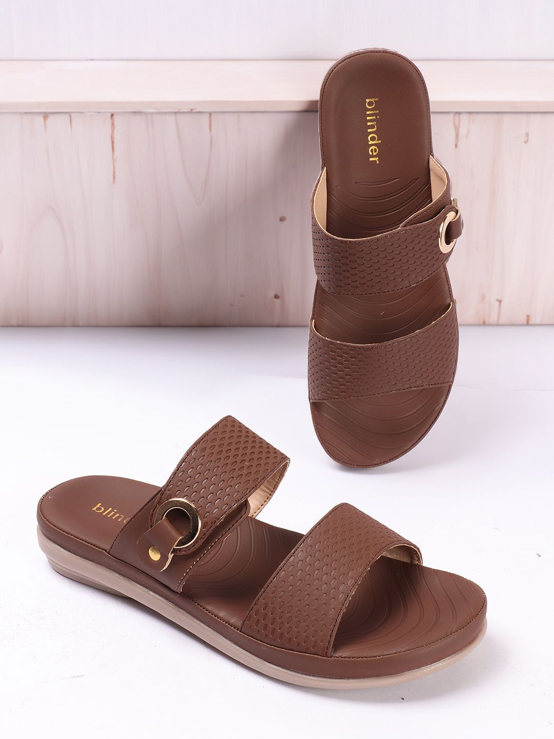 BLINDER Women Round Open Toe Flats