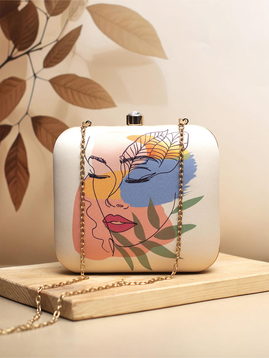 ARTKLIM Abstract Art Face Printed Box Clutch