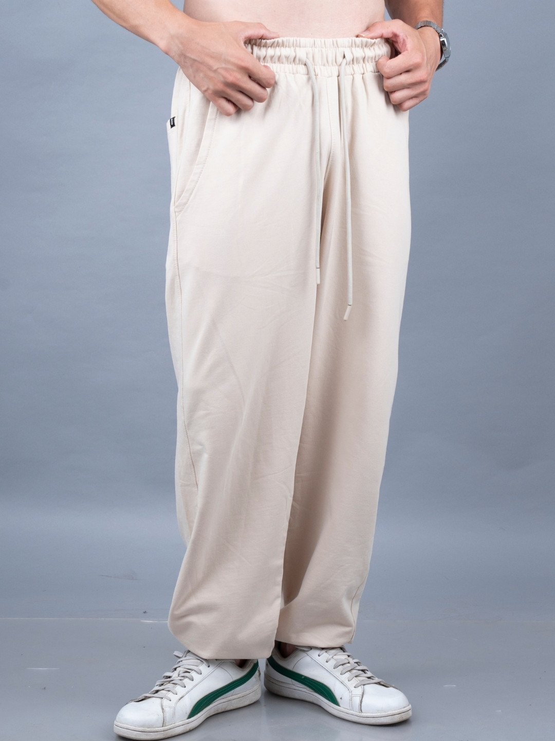PRONK  Men Loose Fit Terry Cotton Mid-Rise Jogger