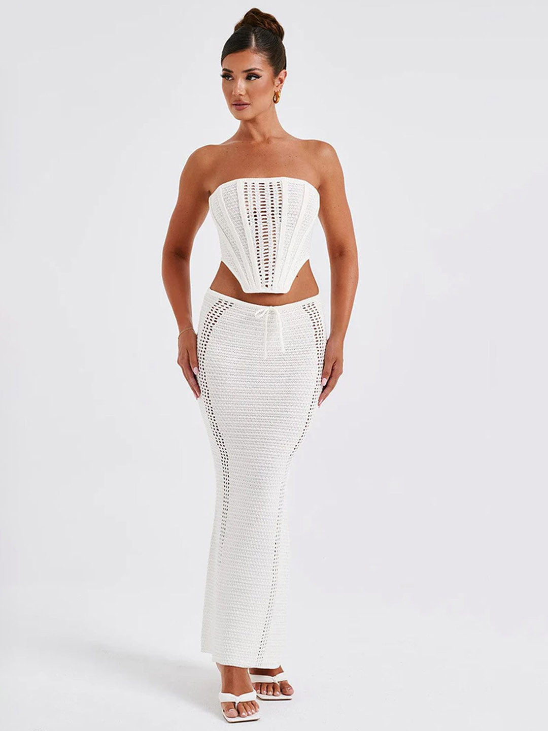 LULU & SKY Strapless Corset Top & Maxi Skirt Co-Ord Set