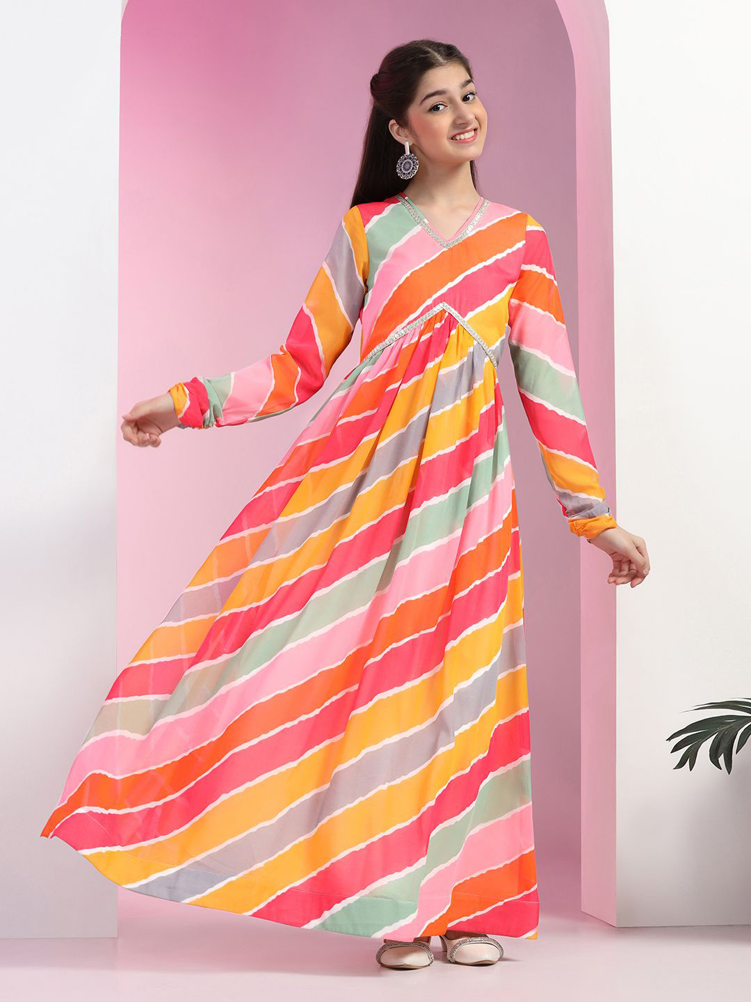 FASHION DREAM Striped Empire Waist Ethnic Dresses