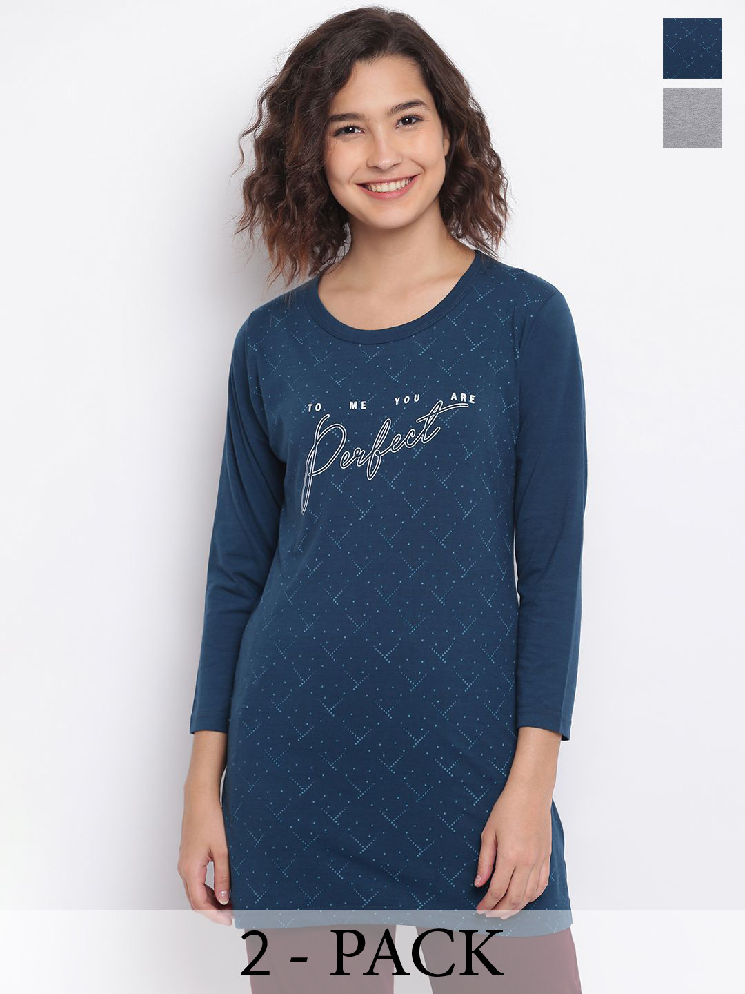 Duchess Pack Of 2 Printed Drop-Shoulder Lounge T-shirt