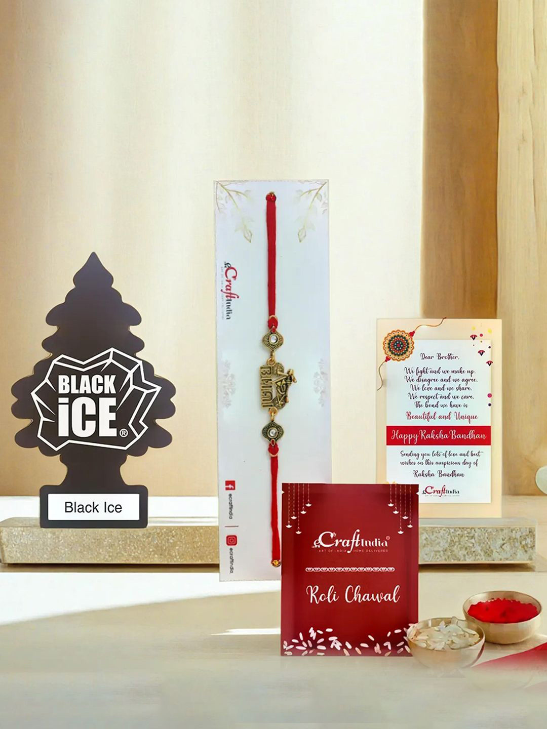 eCraftIndia Bike Bhai Designer Rakhi With Air Freshener Black Ice