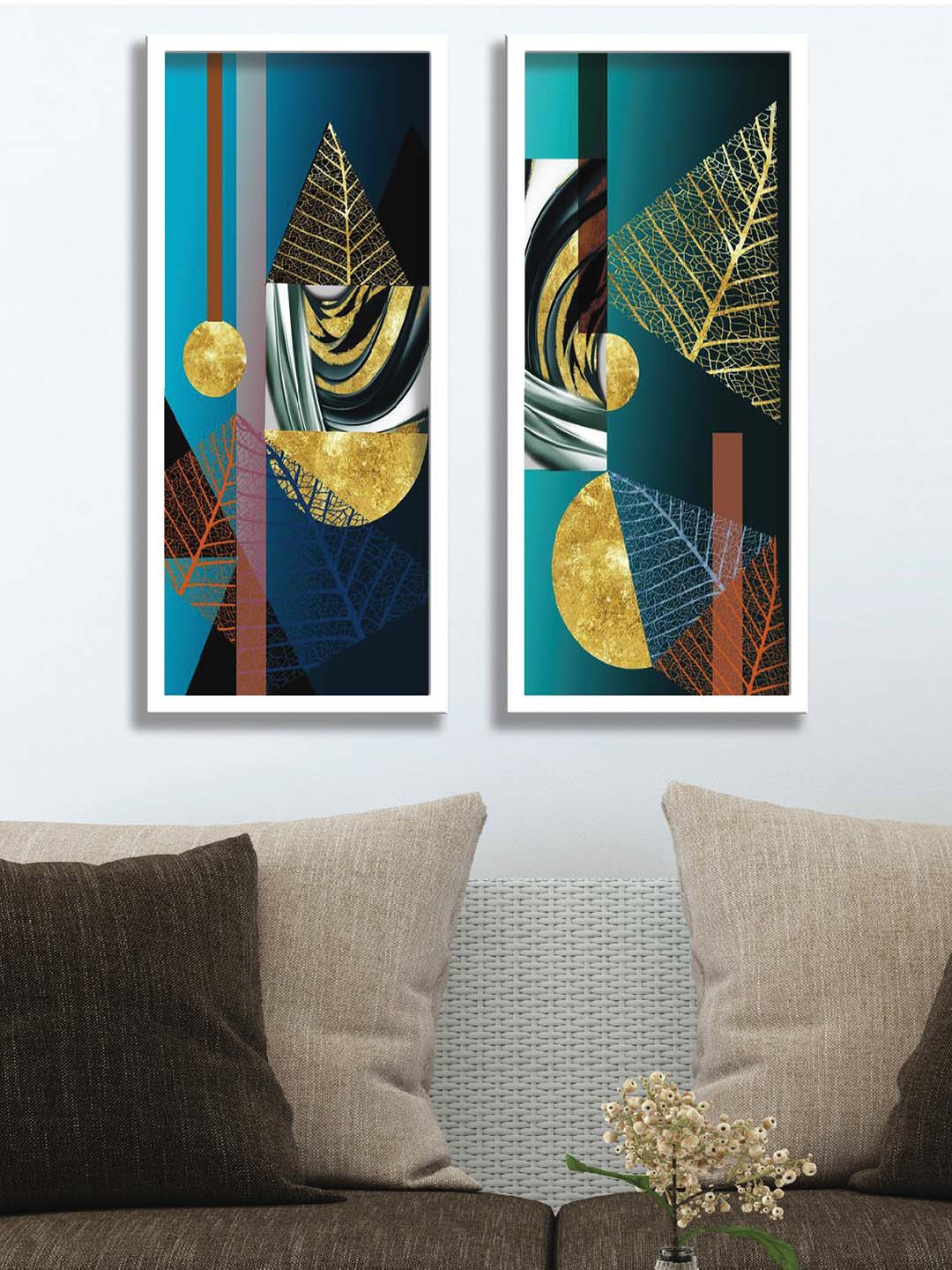 Aura Blue & Black 2 Pieces Wood Abstract Wall Paintings