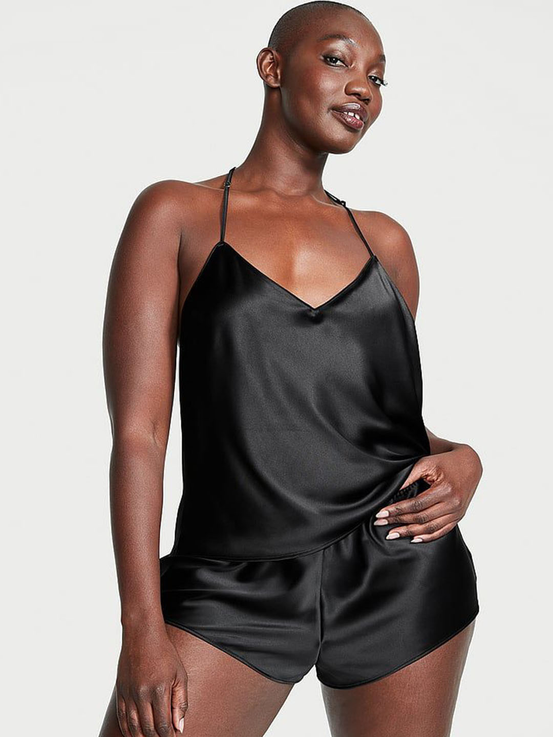 Victoria's Secret Satin Ziggy Glam Floral Embroidery Cami & Shorts