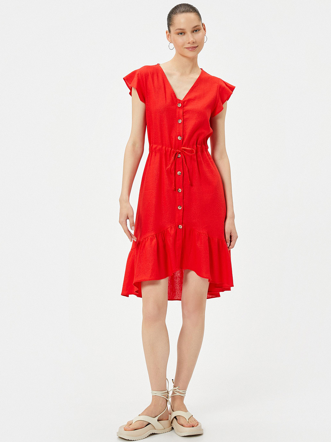 Koton Linen Fit & Flare Dress