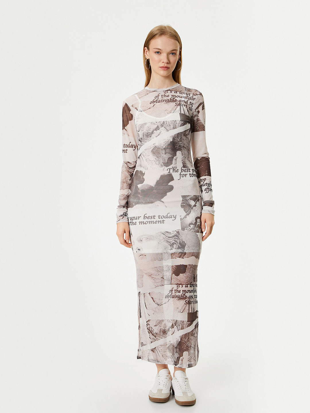 Koton Alphanumeric Print Maxi Dress