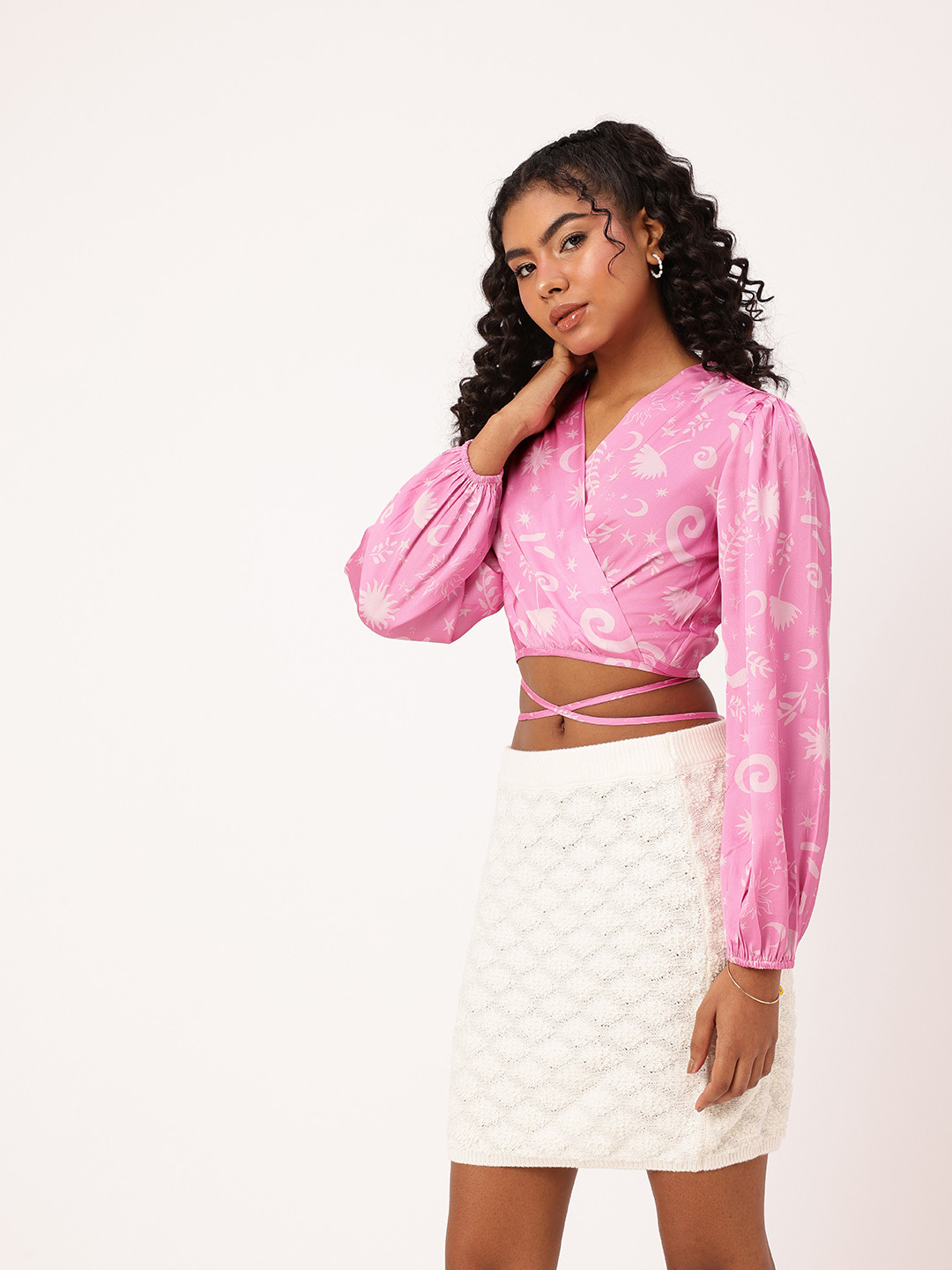 DressBerry Satin Wrap Crop Top