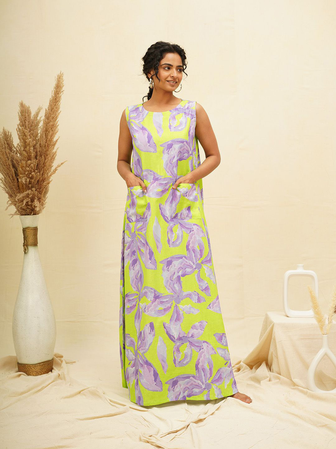 THE SAFFRON SAGA Print Maxi Dress