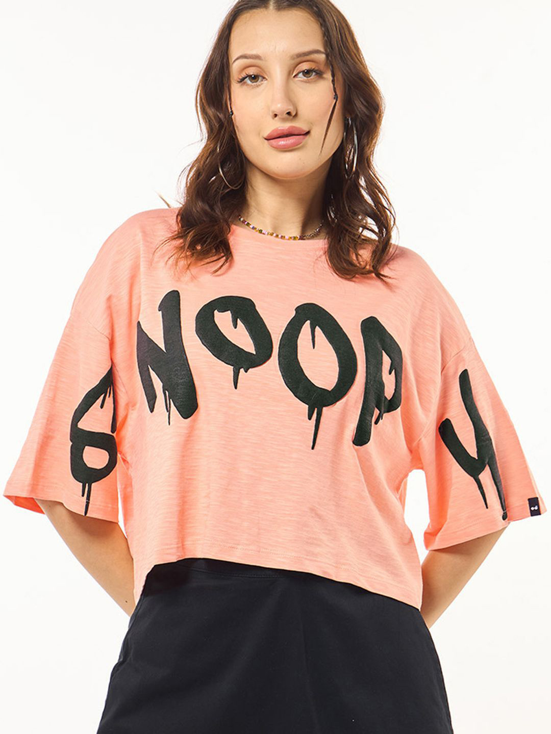 Bewakoof Air 1.0 Women Vermillion Thrill Seeker Graphic Printed Oversized Short Top