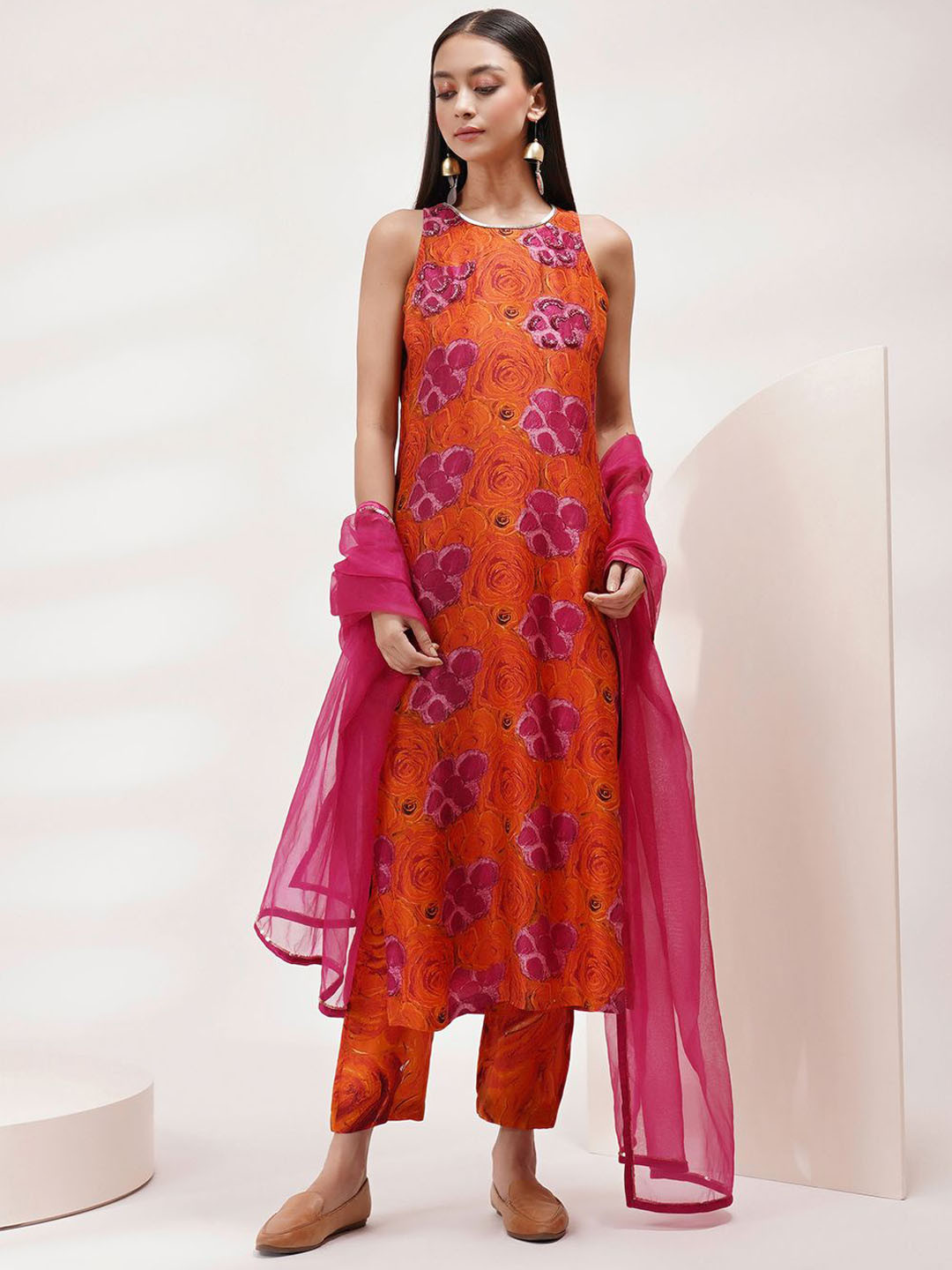 Breathe by Aakanksha Singh Floral Embroidered Regular Kurta with Trousers & Dupatta