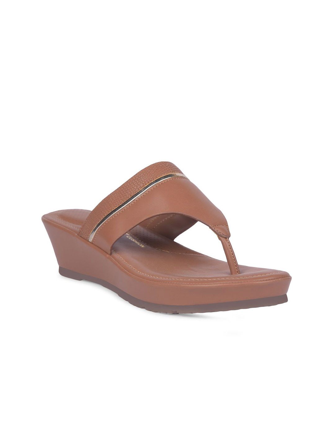 Bata comfit PU Round Toe T Strap Wedge Sandals