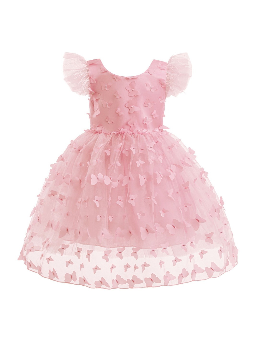 StyleCast x Revolte Floral Flutter Sleeve Applique Fit & Flare Dress