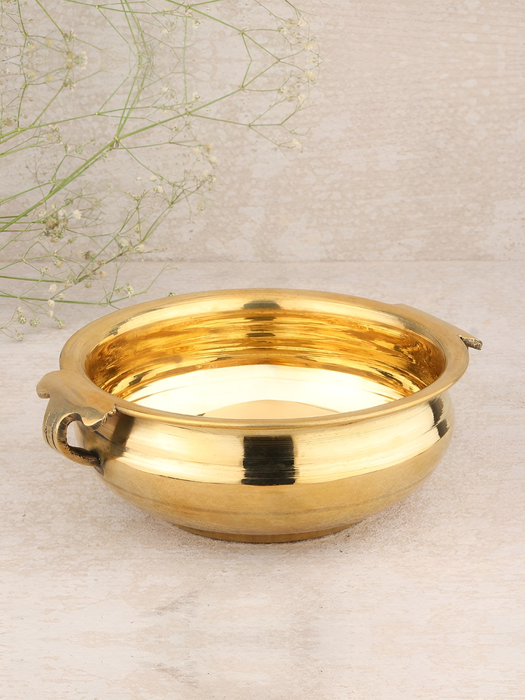 DOKCHAN Gold Toned Textured Urli Pooja Essentials