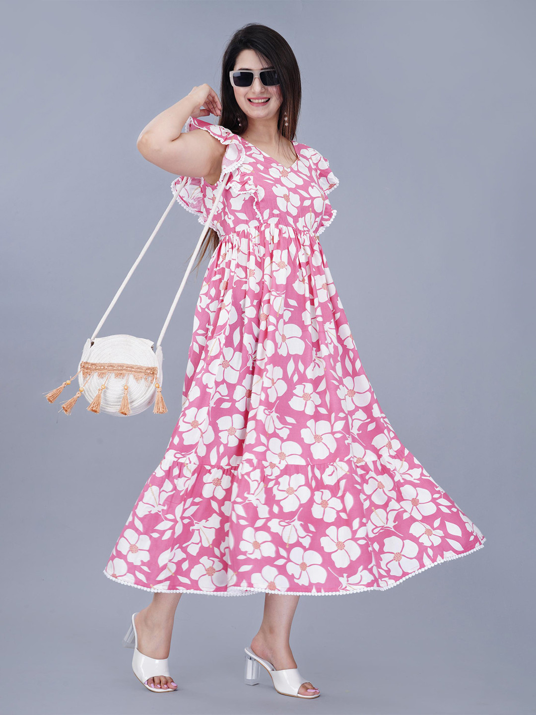 Mintmarie Floral Print Fit & Flare Maxi Dress