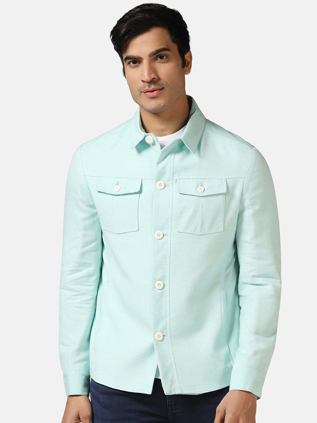 Blackberrys Men Longline Denim Jacket with Patchwork