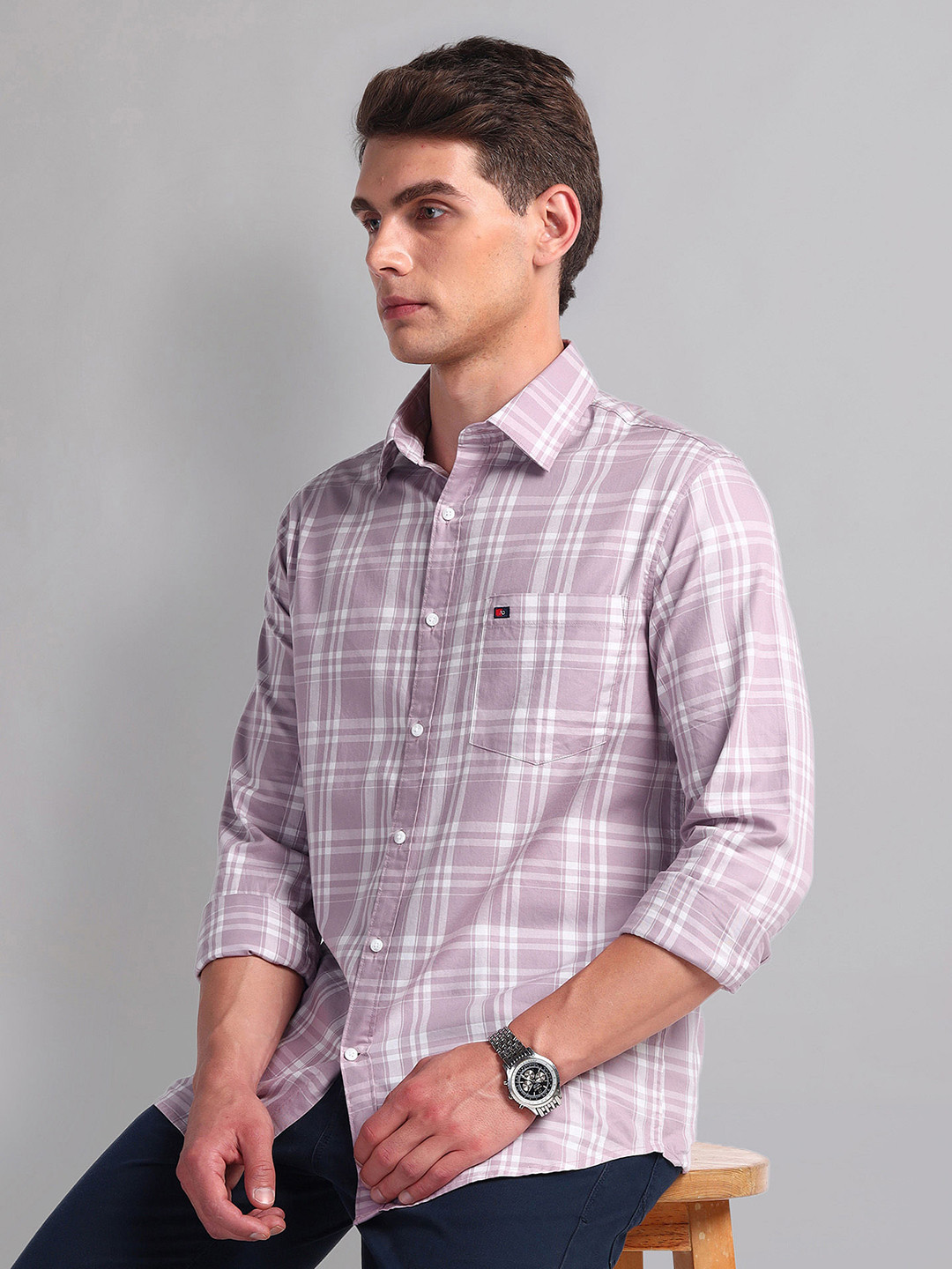 AD By Arvind Men Vertical Striped Pure Cotton Casual Shirt