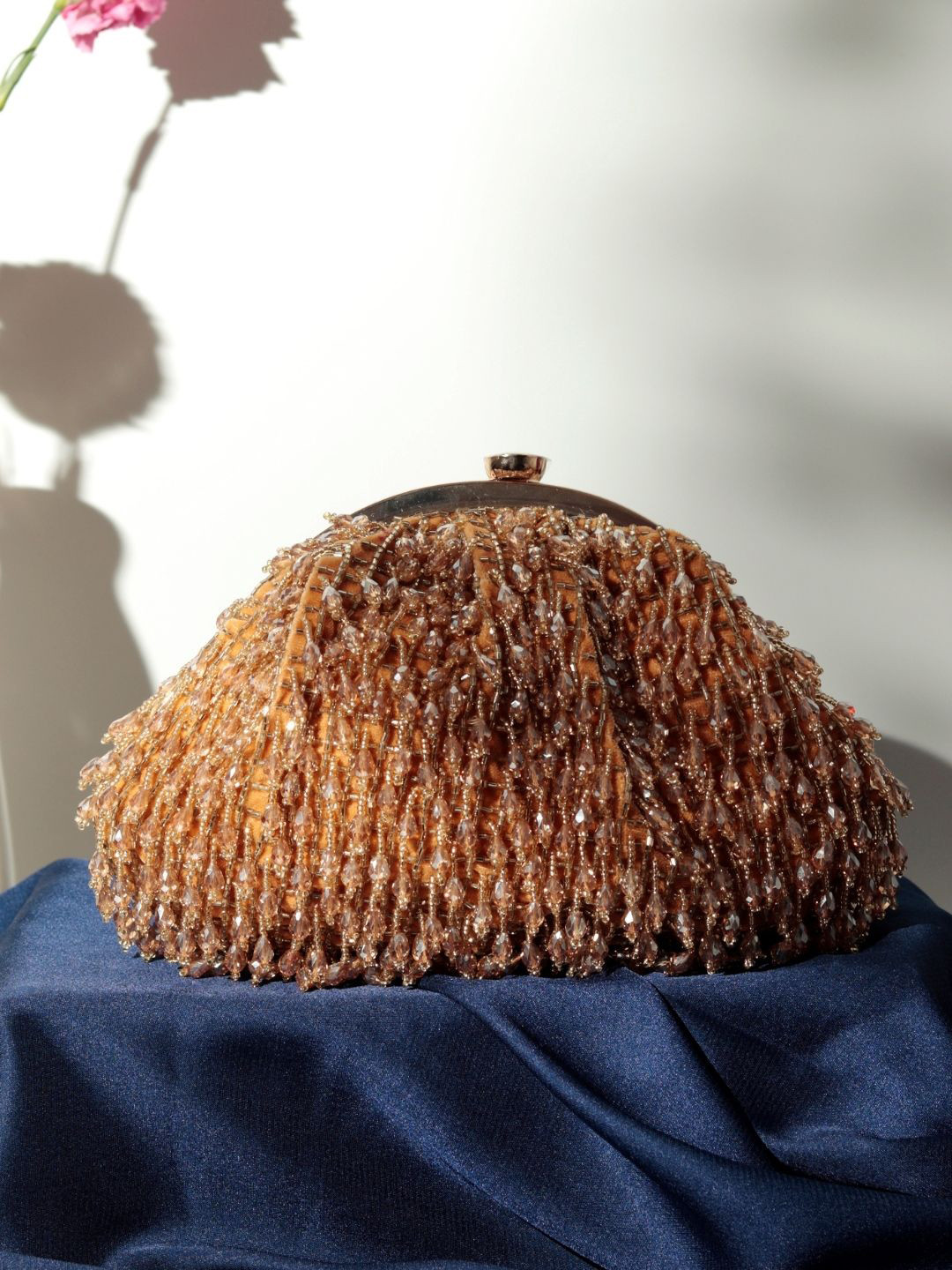 THE TAN CLAN Embellished Half Moon Clutch