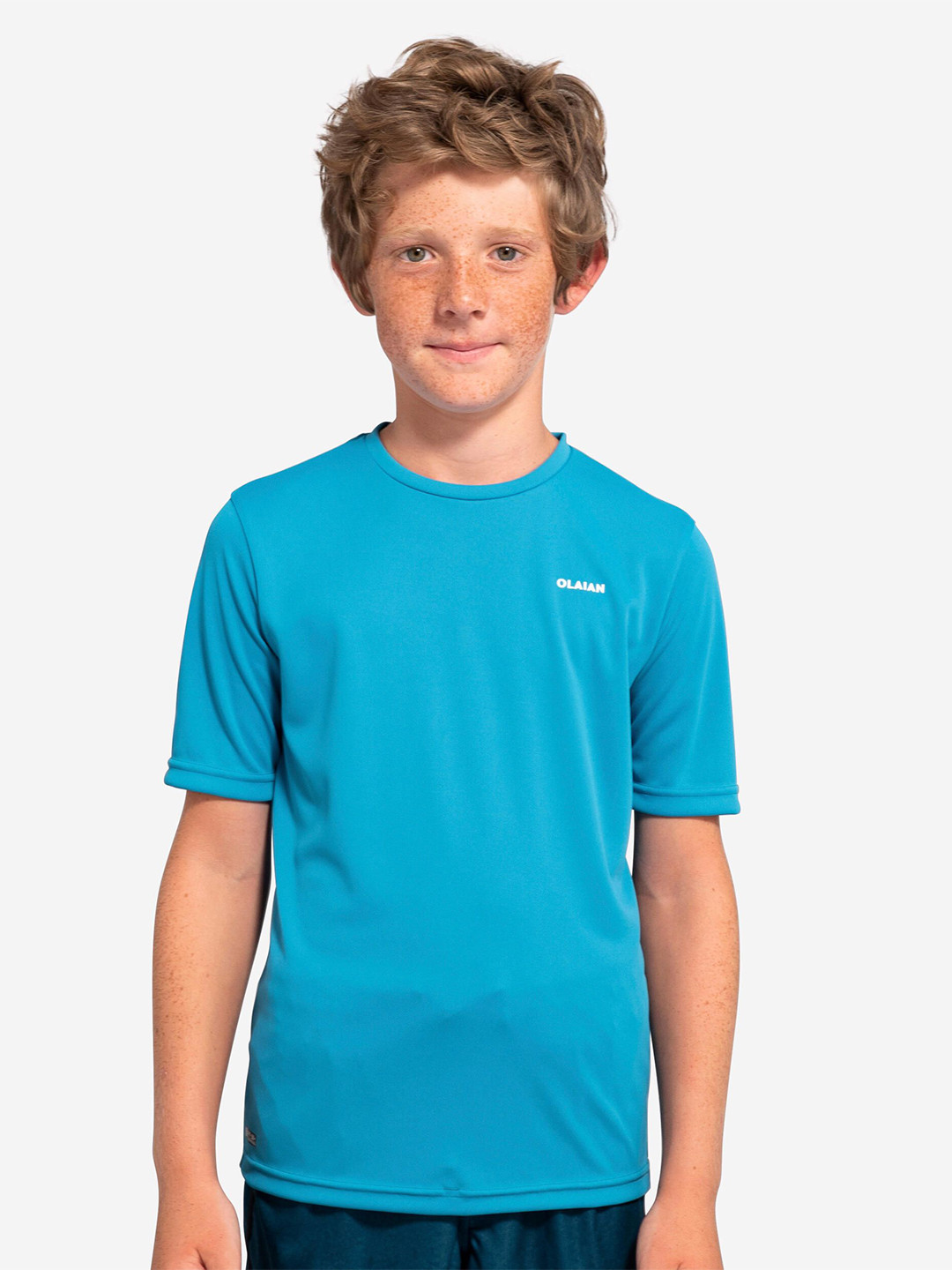 Decathlon OLAIAN - Kids Blue UV Protected Half-Sleeve Surfing Tshirt