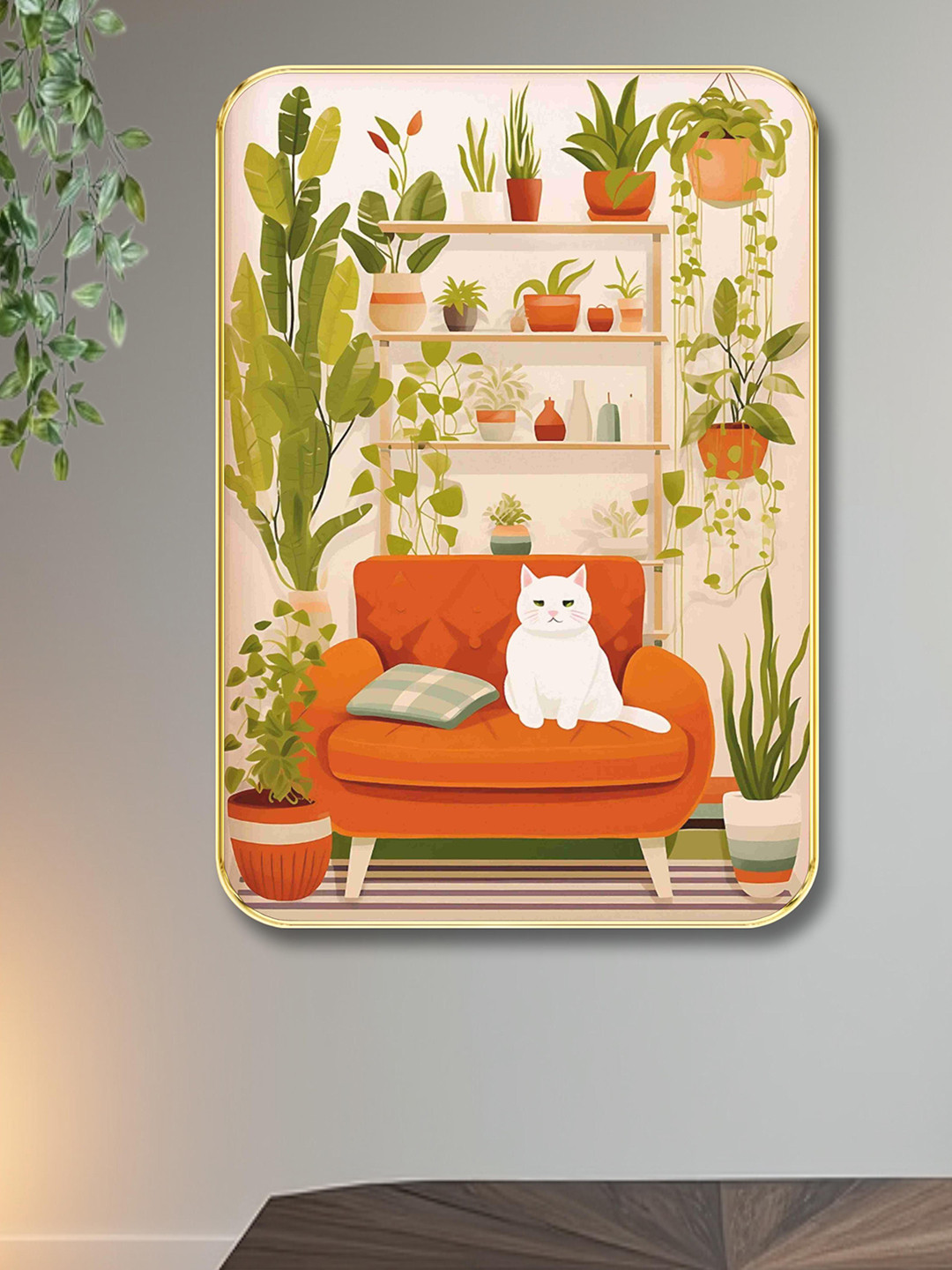 Aura White Cat Wood Wall Rectangle Photographs Wall Art - 18 x 24 In