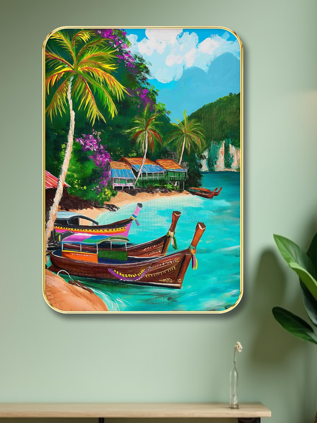 Aura Blue & Green Tropical Wooden Wall Frame
