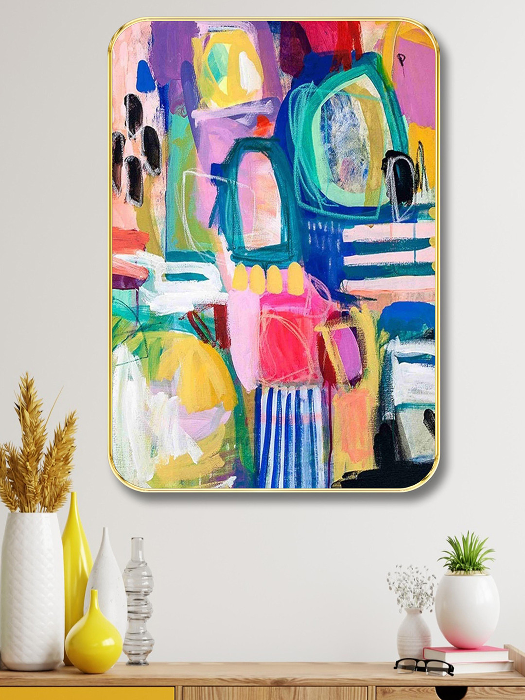 Aura Blue & Purple Wooden Printed Wall Paintings