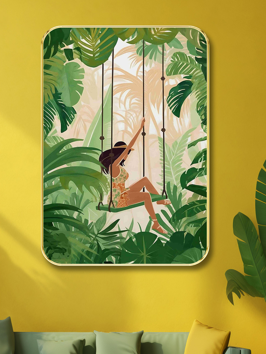 Aura Green & Brown Abstract Wooden Wall Frame