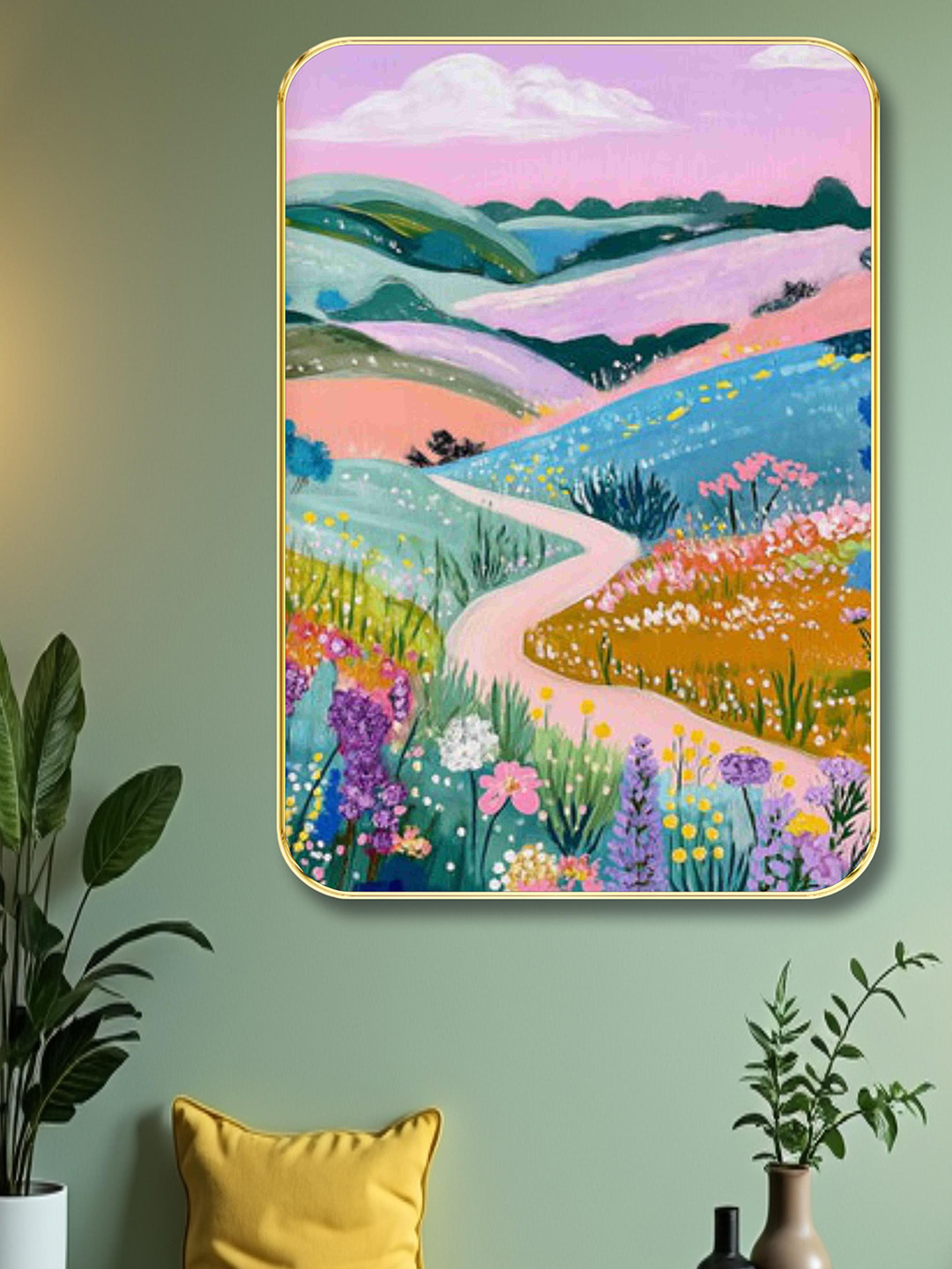 Aura Pink & Blue Abstract Wooden Wall Frame