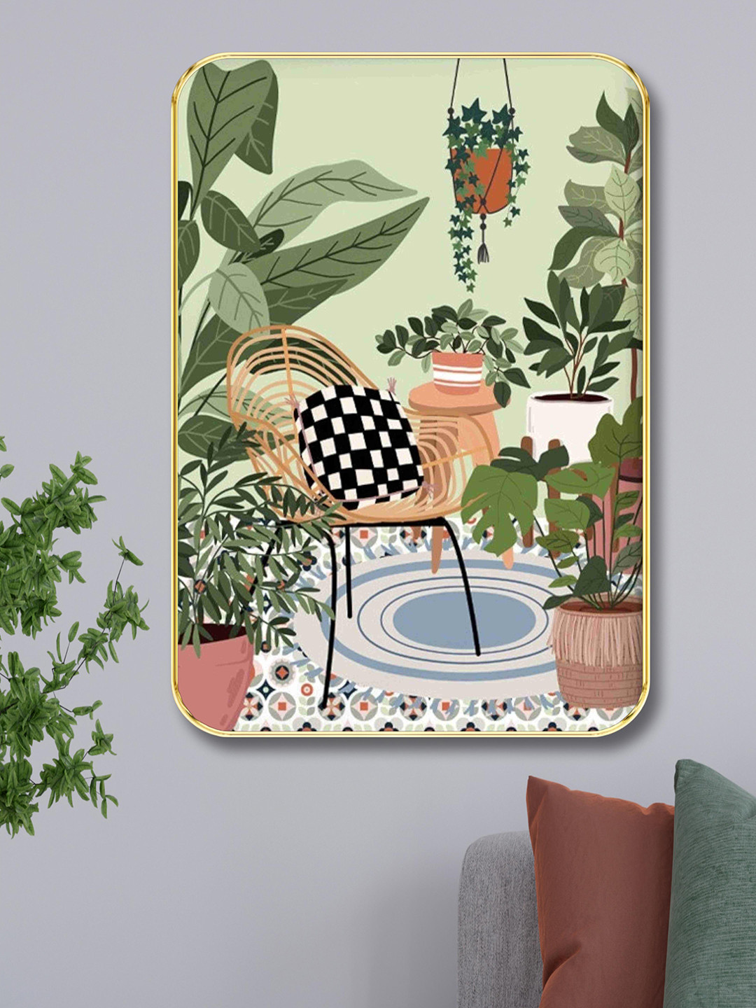 Aura Green Wood Wall Living Room Rectangle Potrait Photographs Wall Art -24.02 x 18.11In