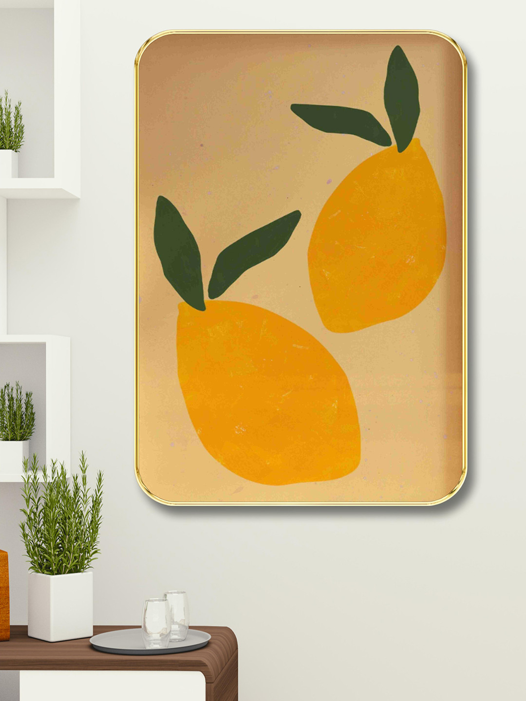 Aura Yellow & Green Abstract Wooden Wall Frame