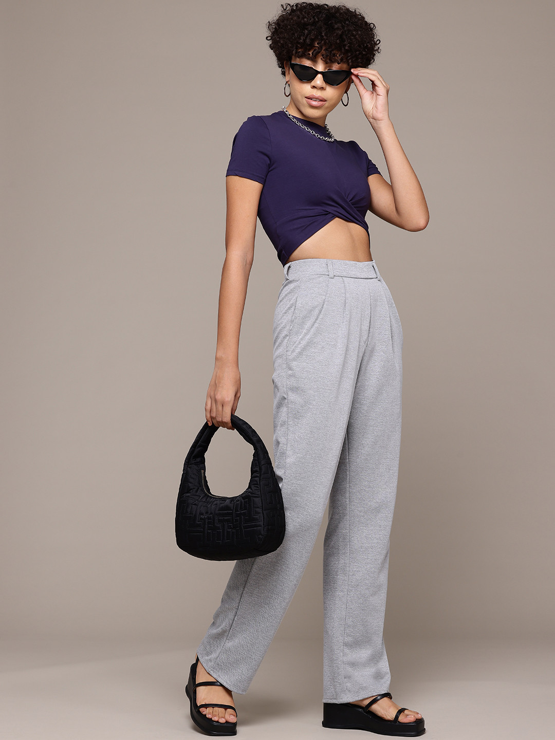 Roadster Smart Pleated Pull-Up Korean Pants