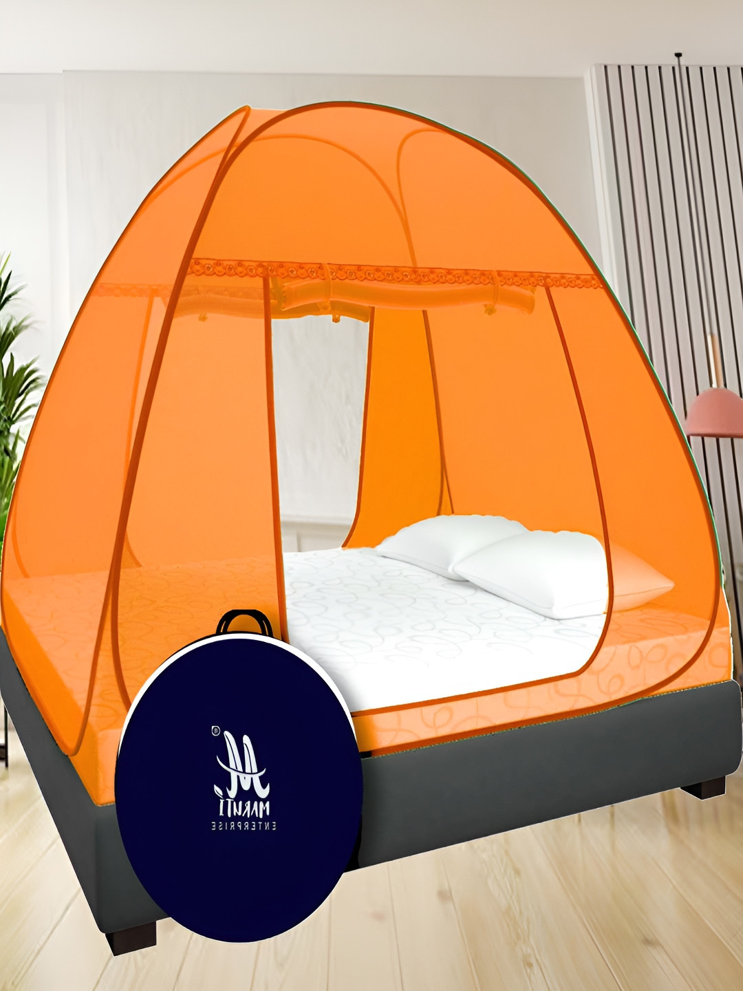 MARUTI ENTERPRISE Orange King Size Tent Mosquito Net