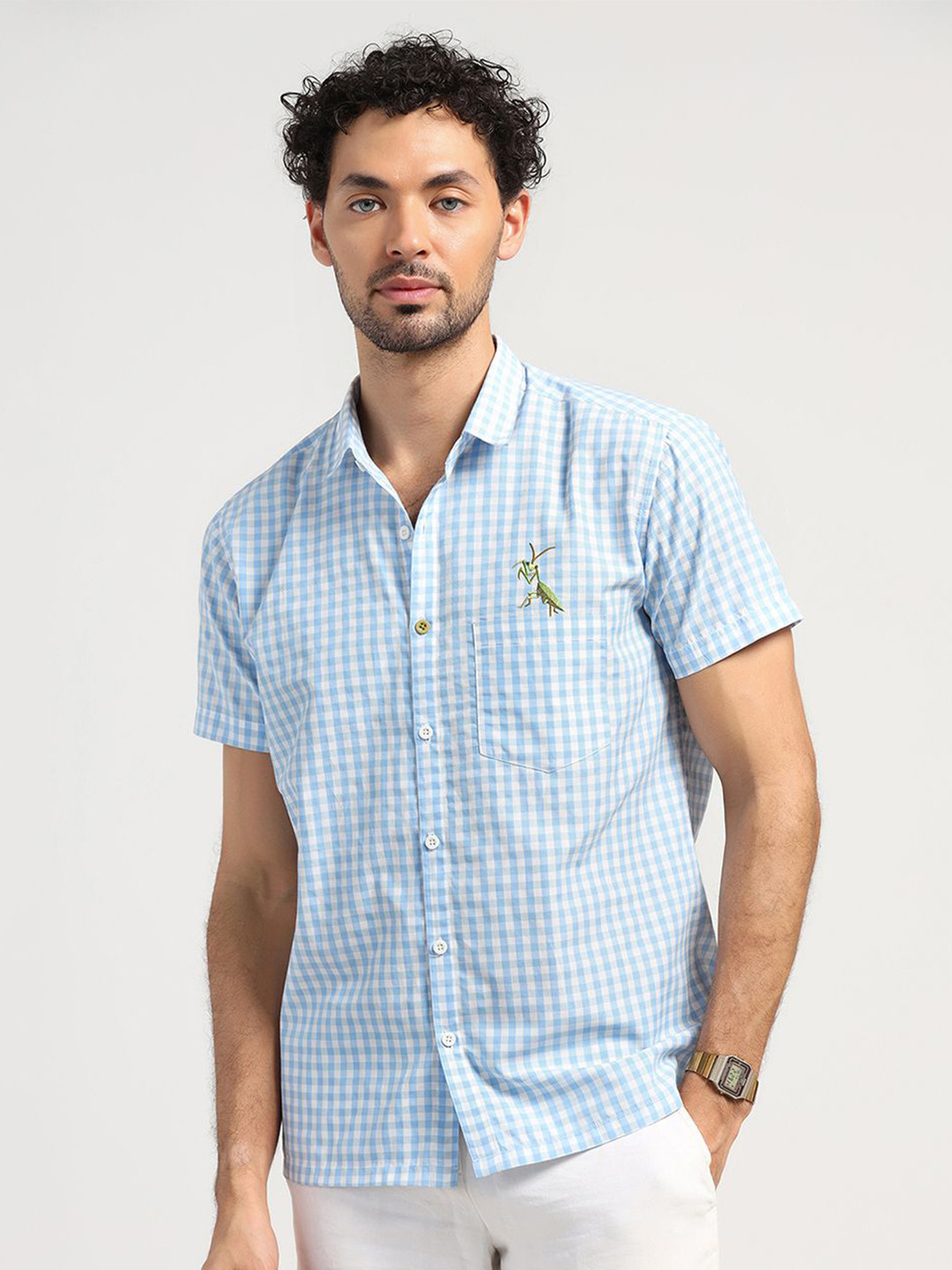 LELA Men Standard Opaque Checked Party Shirt