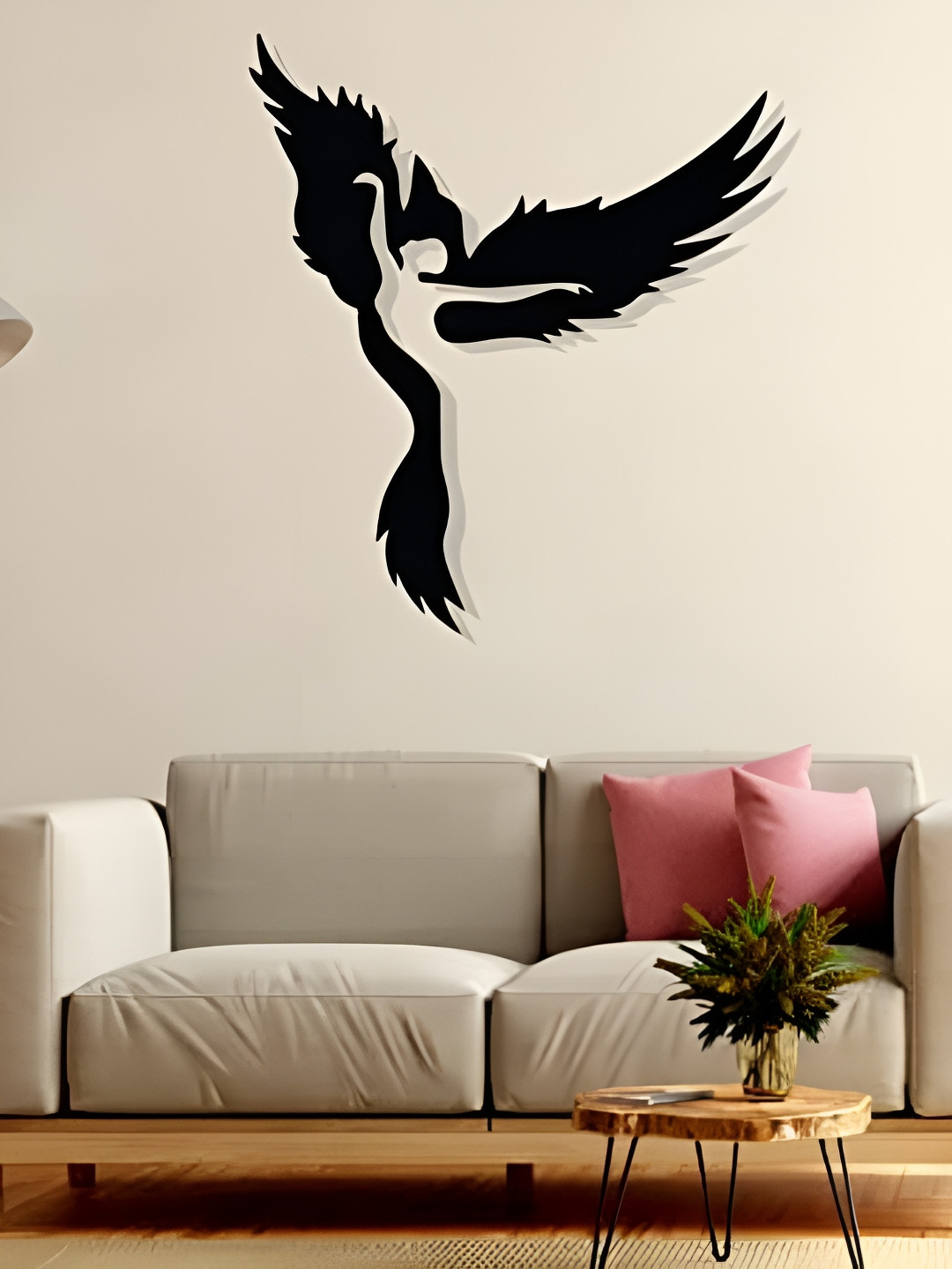 ARTROOMS Pheonix Bird Metal Matte Hanging Hall Signs and Plaques-25In