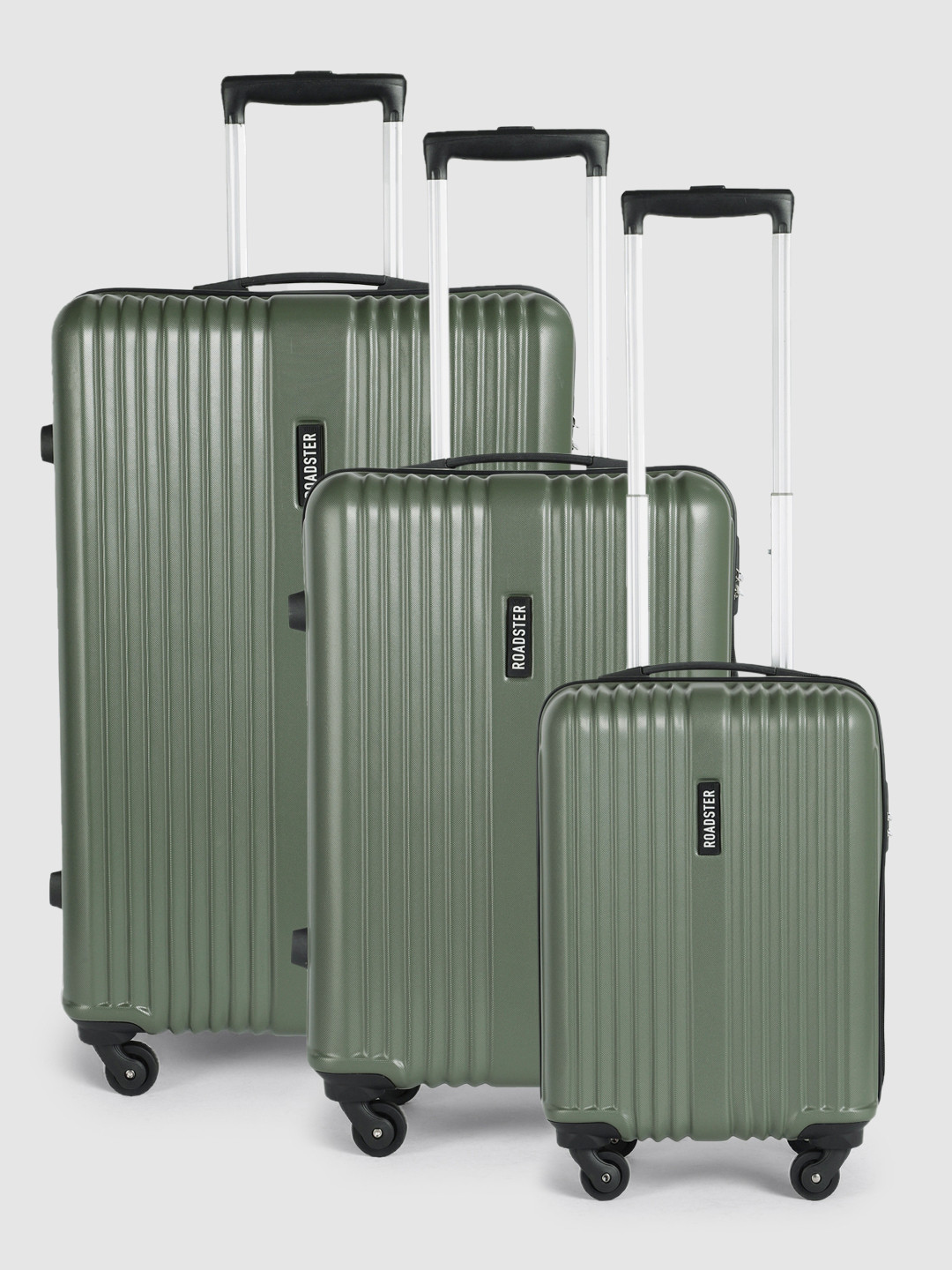 Roadster String Textured Set of 3 Trolley Suitcases - Cabin, Medium & Large