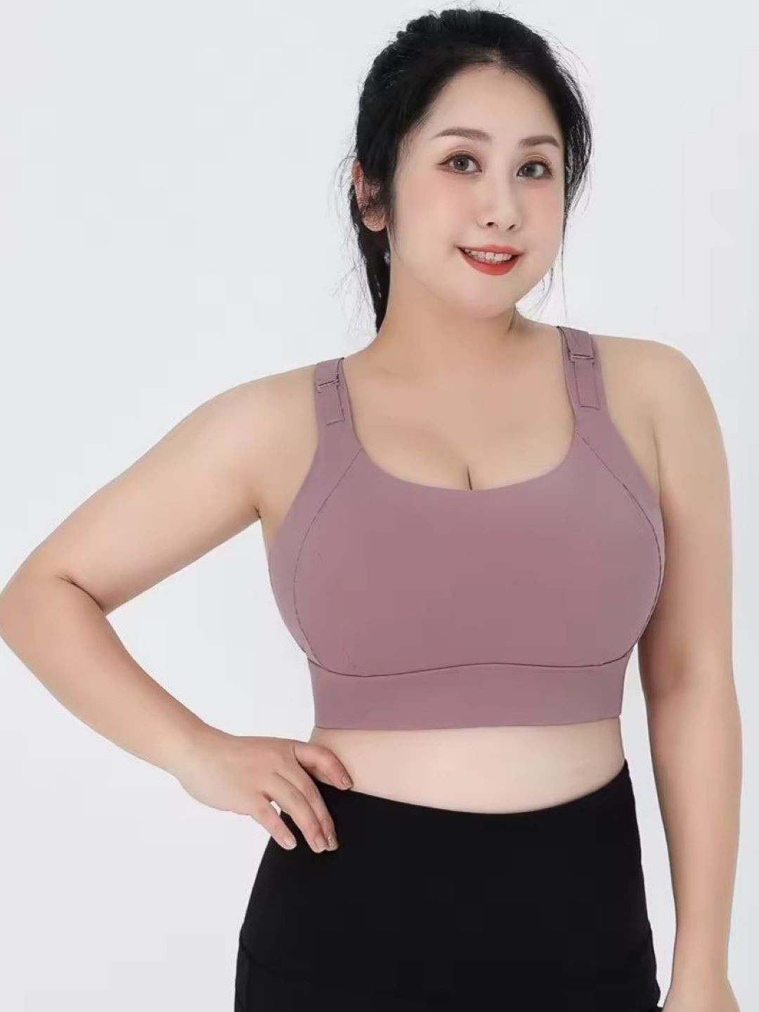 Poftik High Adjustable Purple Seamless Full Coverage Removable Padding Non-Wired Workout Bra