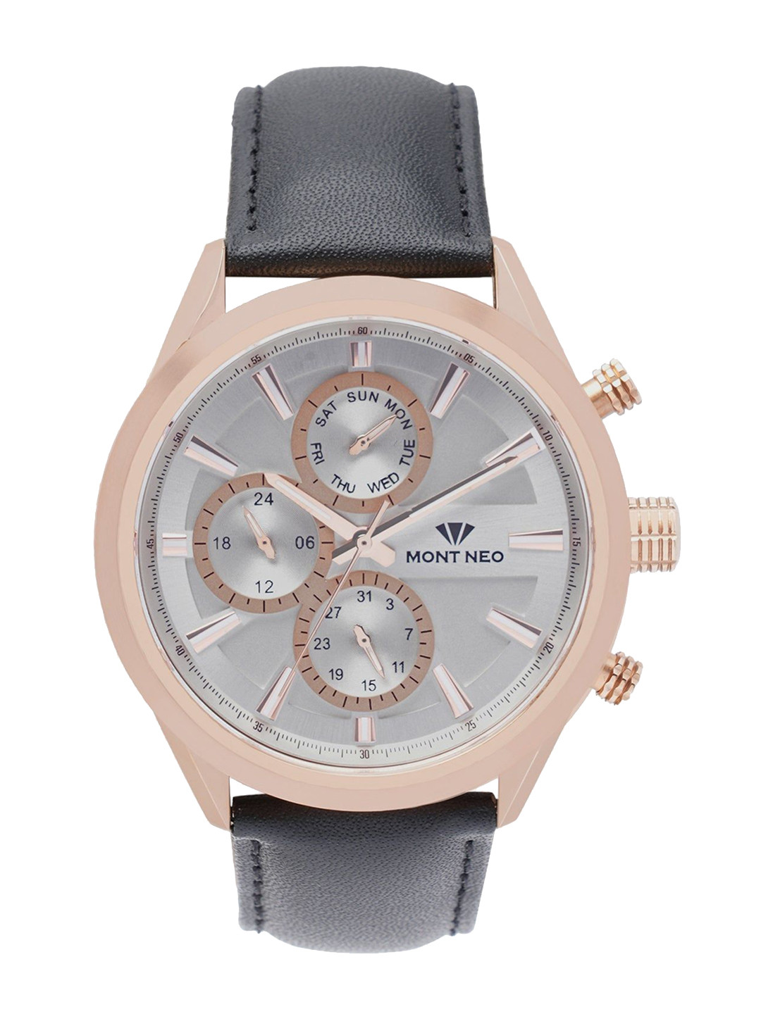 MONT NEO Men Textured Dial & Leather Straps Analogue Watch 7010C-L3303