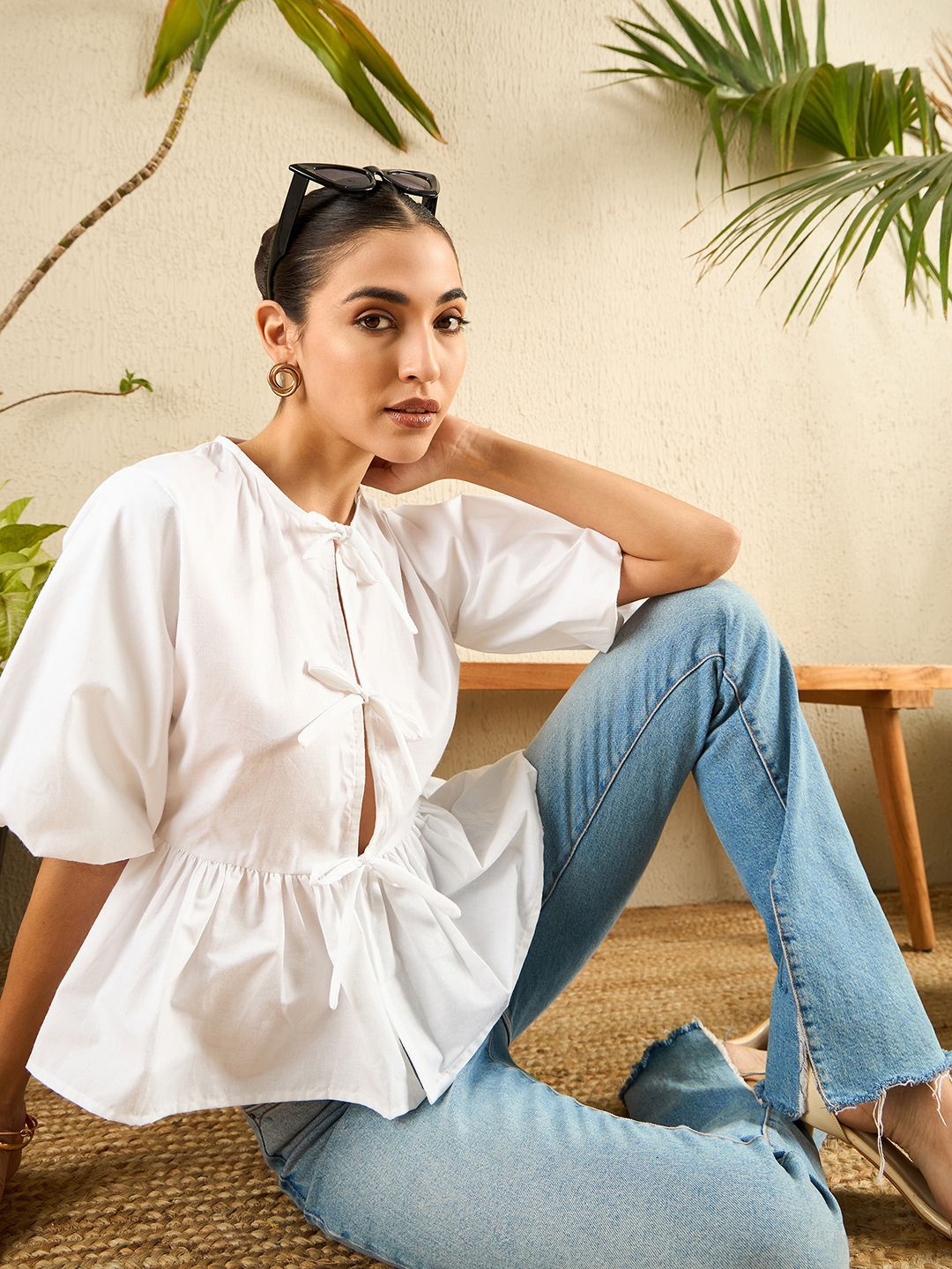 Uptownie Bow Peplum Top - Tops for Women 29969432 | Myntra