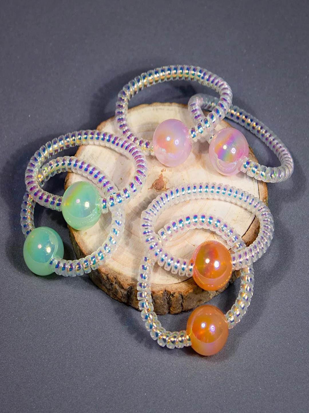 Jewelz Girls Set of 6  Elastic Hair Rubber Bands Ponytail Holders