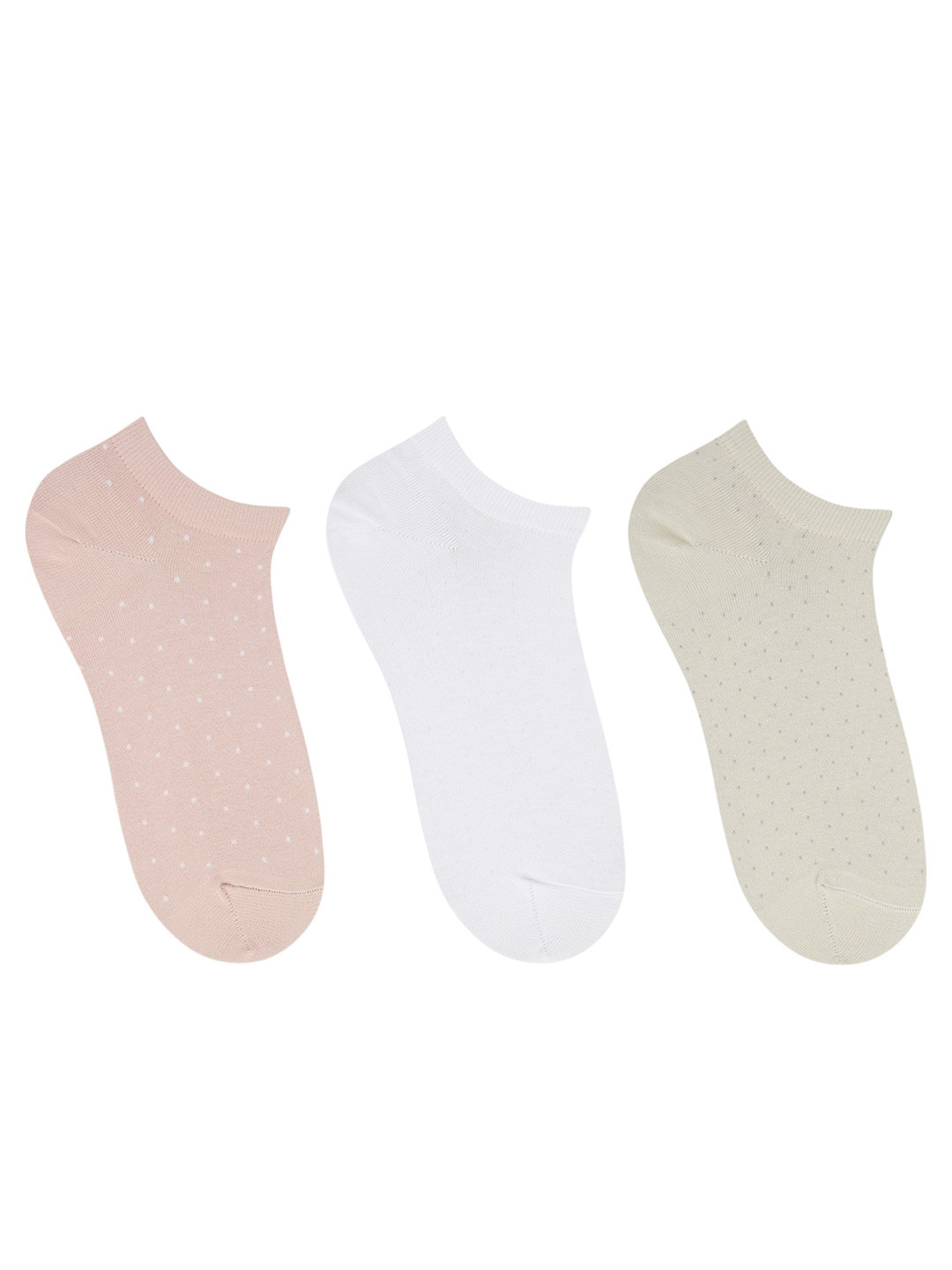 Socksxpress 3- Pcs Polks Dots Patterned Cotton Ankle- Length Socks
