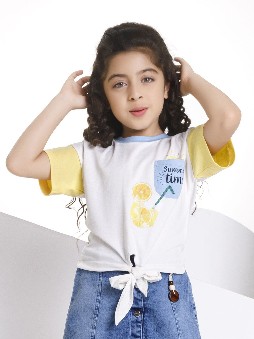 Peppermint Print Chambray Top