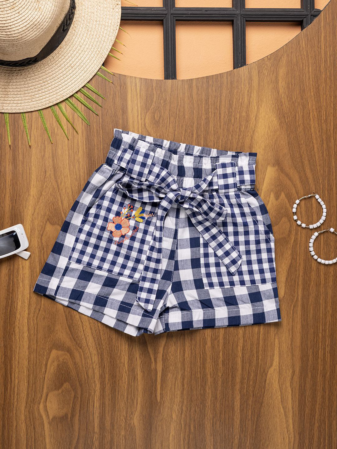 Purple United Kids Girls Checked Technology Shorts